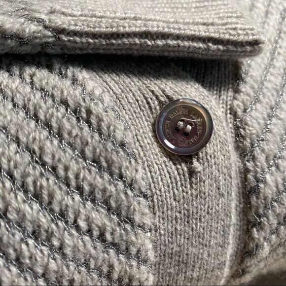 Ralph Lauren Gray Cashmere V-Neck Metallic Herringbone Knit Cardigan Sweater - Picture 4 of 16